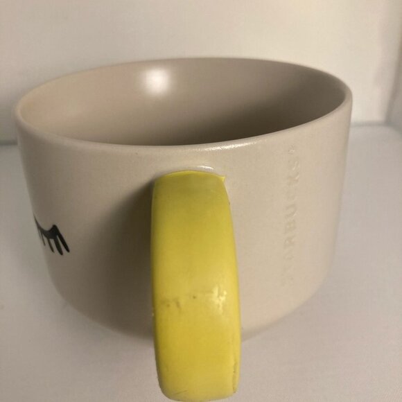 STARBUCKS Wink Eye Coffee w/  Yellow Handle Mug - Picture 3 of 4